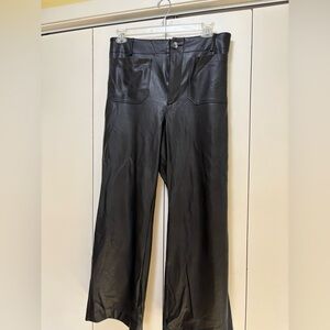 Brown Faux Leather Wide Leg Pants by Maeve